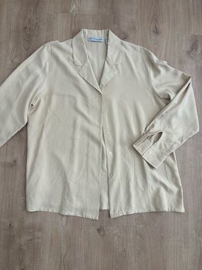 100% silk women’s Light Cream Button-Down Shirt